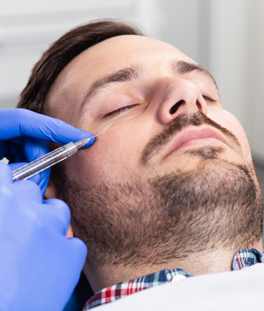 Man receiving a Botox injection
