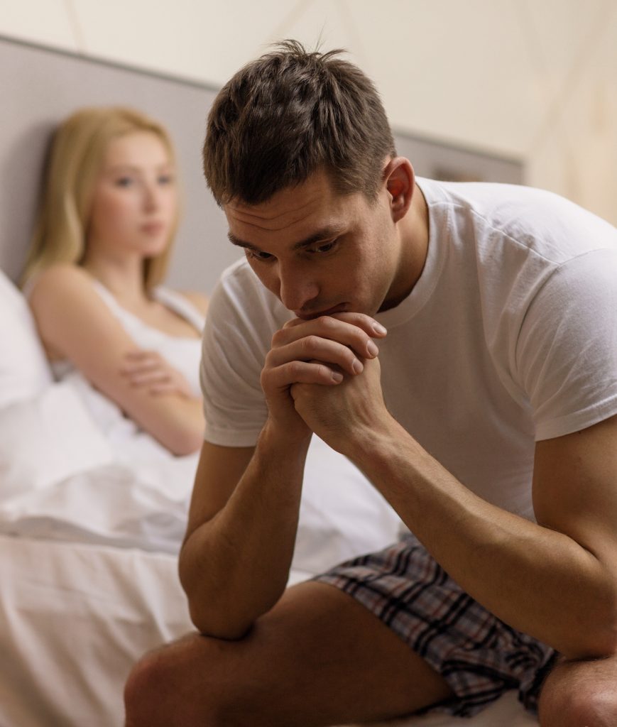 Frustrated man suffering from sexual dysfunction