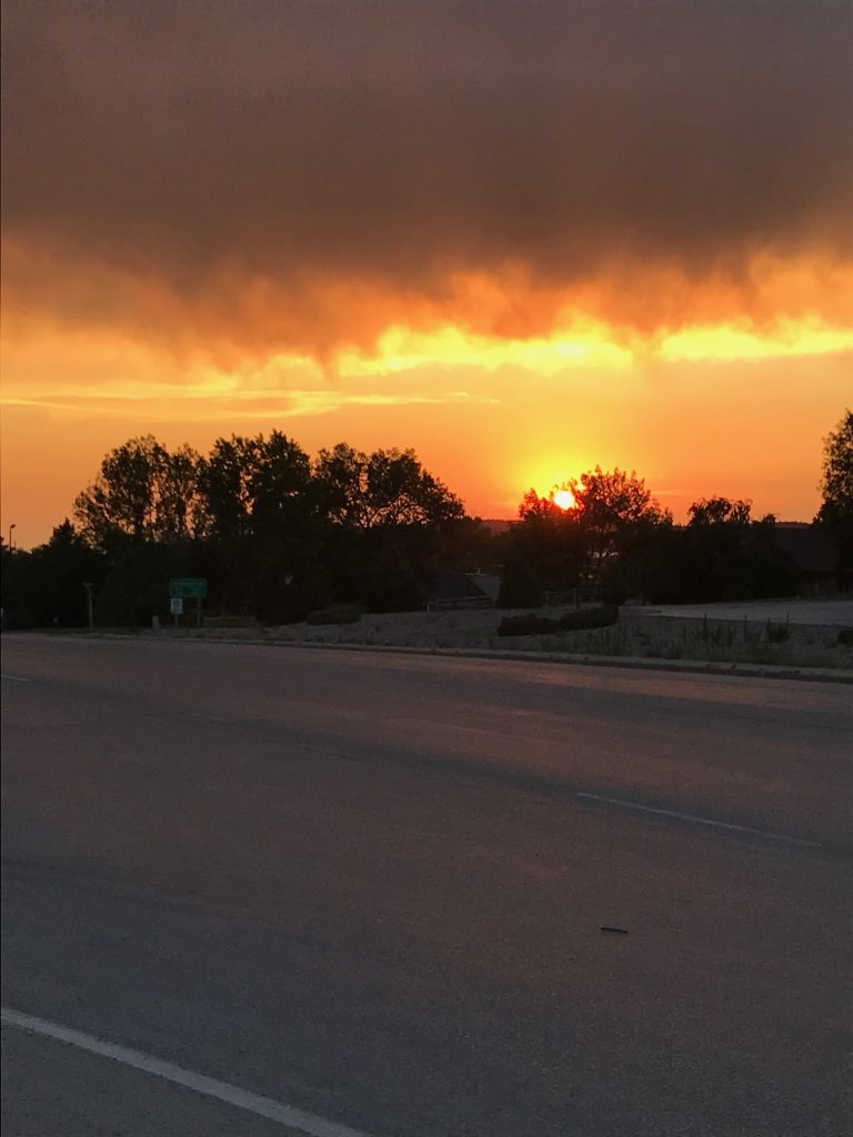 image of Wyoming road and sunset